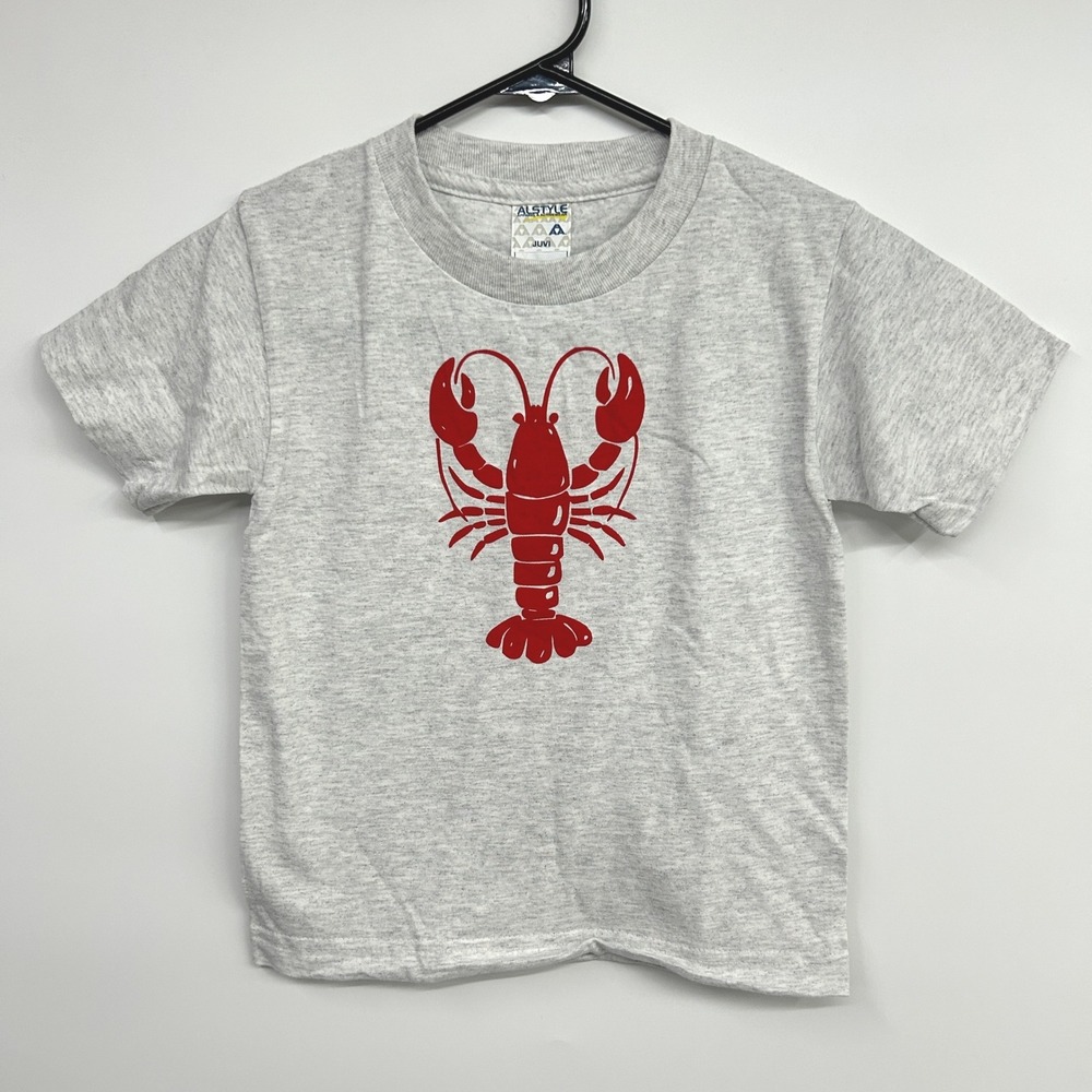 Lobster Graphic T Shirt Youth Small 4 Heather Gray Handmade Screen Printed Tee